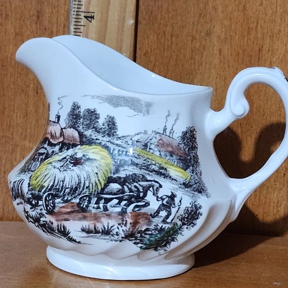 Staffordshire Yorkshire Multicolor Ironstone Creamer English farm 10oz - Picture 11 of 13
